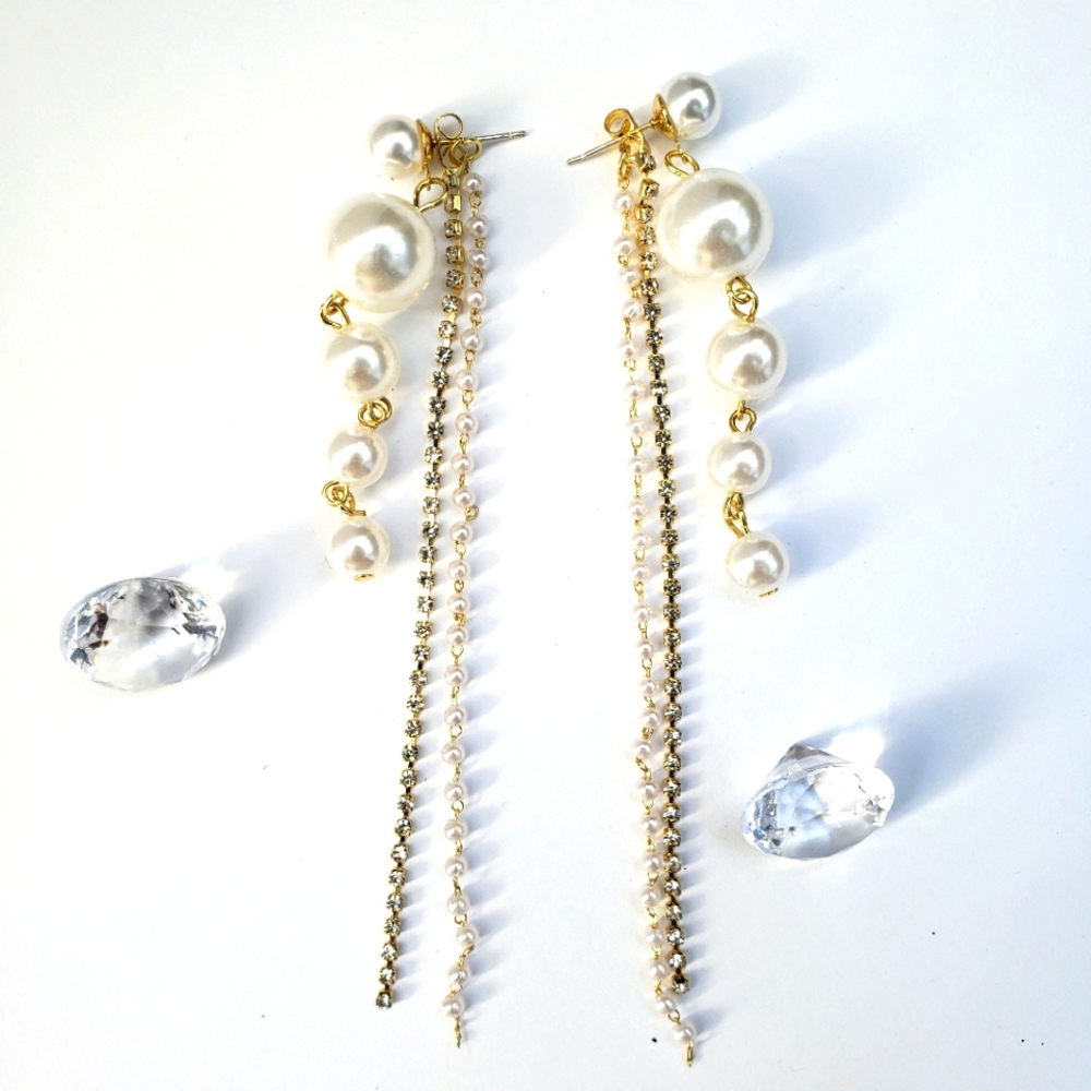 Rhinestone and Pearl earrings